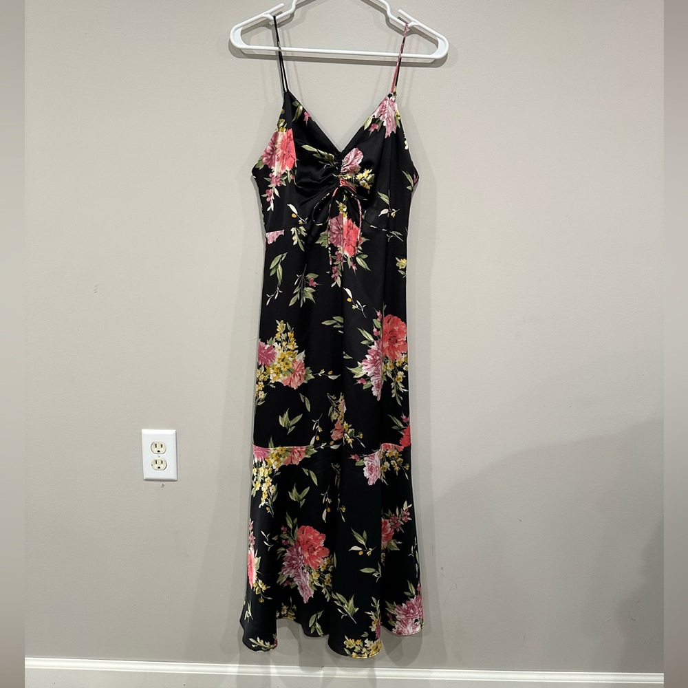 GORGEOUS black silk floral maxi dress